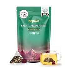Senna Peppermint Detox Green Tea Bags, 50 Individually Wrapped Pyramid Tea Bags, LowCaffeine Premium Green Tea Bags Blended with Ginger, Fennel & Cinnamon, Hot or Ice Tea, Premium Tea with Natural Ingredients