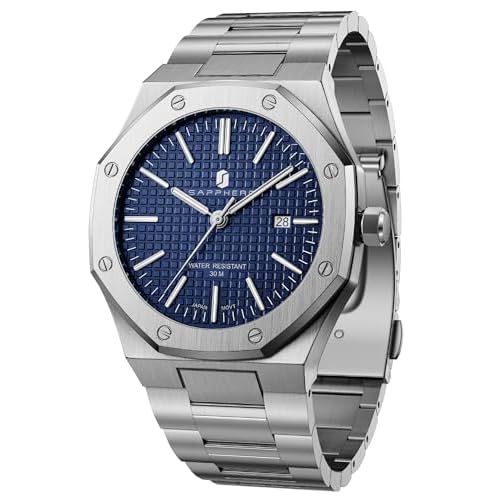 SAPPHERO Mens Watches Stainless Steel Quartz Watch for Men 30M Waterproof Date Clock Fashion Business Wristwatch Gift for Men