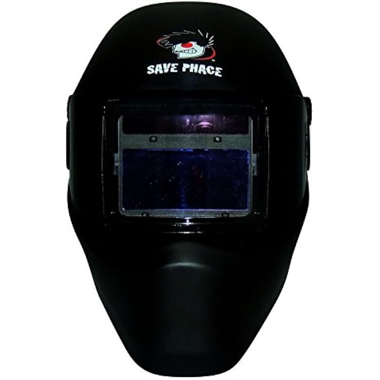 Save Phace Auto Darkening Welding Helmet Captain Jack RFP 40VizI4 Series - Ear to Ear Vision Welder Hood Grinding Mask with 4.3 x 3.5 Inch Internal Adjustable ADF for MIGMAGTIGPlasma - 2 Sensors So,Matte Black