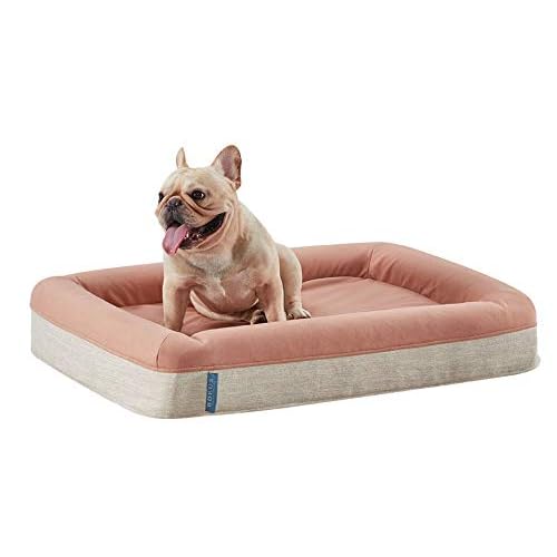 BDEUS 6 Thick Memory Foam Dog Bolster Bed, High Density Orthopedic Joint Relief Crate Lounger Pillow Pet Bed Mattress, Waterproof Lining and Machine Washable Cover for Small, Medium and Large Dogs