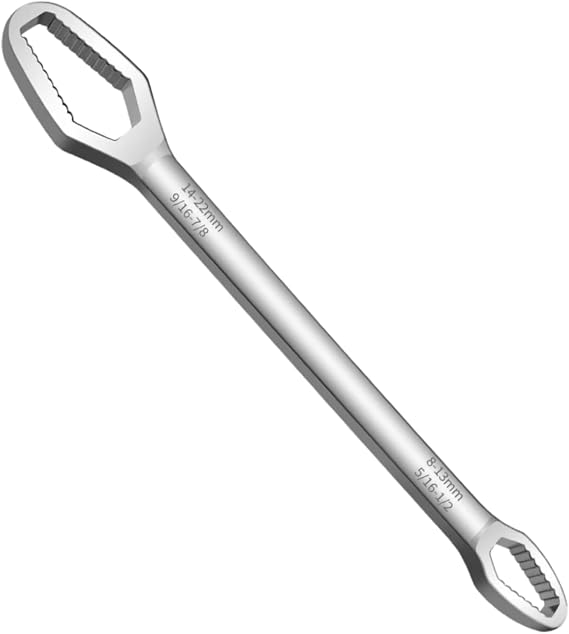 Badem10 Pratik Çift Ağızlı Kendinden Sıkma Çok Amaçlı Anahtar Çelik Anahtarı Krom 8-13/14-22 mm