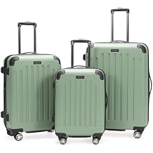 Kenneth Cole REACTION Renegade Luggage Expandable 8-Wheel Spinner Lightweight Hardside Suitcase, Seafoam, 3-Piece Set (20"/24"/28")