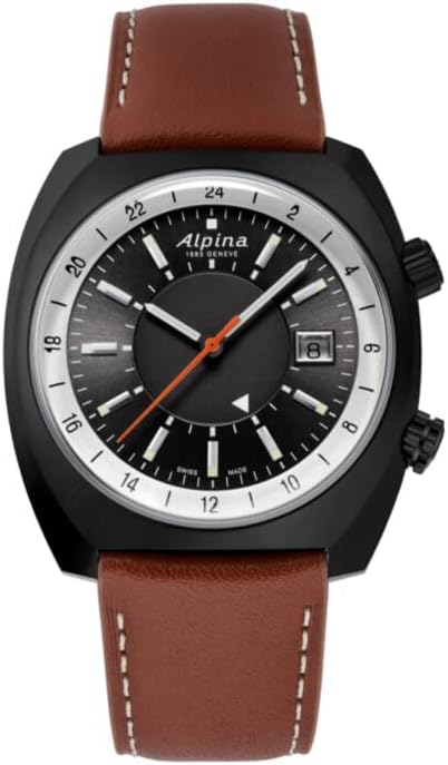 Alpina Startimer Pilot 1970s Heritage 3-Hand Swiss Automatic GMT, Rotating Hour Bezel, Sapphire Crystal, 42mm