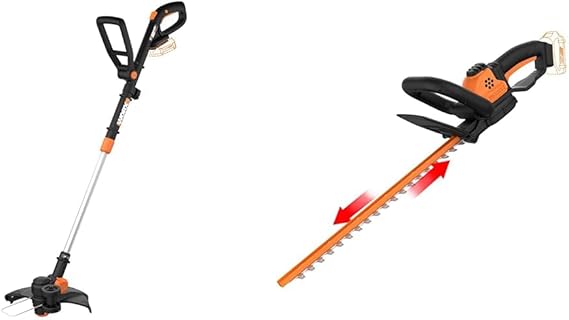 Worx GT Revolution 20V 12" String Trimmer/Edger/Mini-Mower and WORX WG261.9 20V Power Share 22" Cordless Hedge Trimmer Bundle