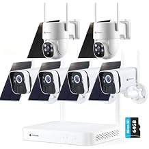 Kittyhok Solar Security Camera Wireless Ourdoor System| 4pcs 2K Bullet Solar Camera, 2pcs PT Solar Security Camera, Smart Human Detection, Spotlight, Forever Power, 10CH NVR, 64GB Local Storage