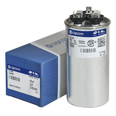 27L880 45 + 5 uf MFD 370 Volt VAC - Replacement Round Run Capacitor