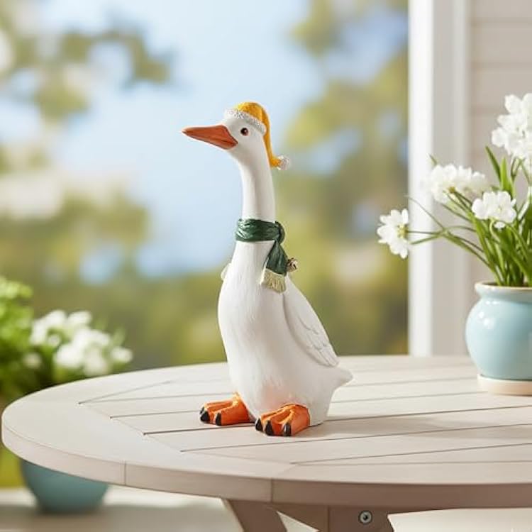 Porch Goose Garden Statue, Porch Goose Statue for Outdoor Decor, Goose Yard Sculpture Garden Decor, 11 Inches Yard Goose, Resin Goose Figurine for Patio, Balcony, Yard, Lawn Ornament, Unique Gift