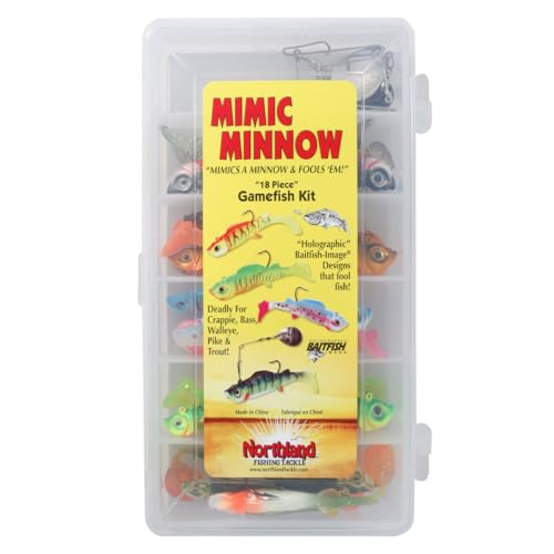 Northland Fishing Tackle Mimic Minnow Gamefish Swimbait Lure Kit, Assorted Sizes and Colors for Walleye, Bass, Pike
