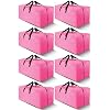 Cosy Family 8 Pack Heavy Duty Extra Large Moving Bags with Backpack Straps - Strong Handles & Zippers, Storage Totes For Space Saving, Fold Flat, Alternative to Moving Box, Pink