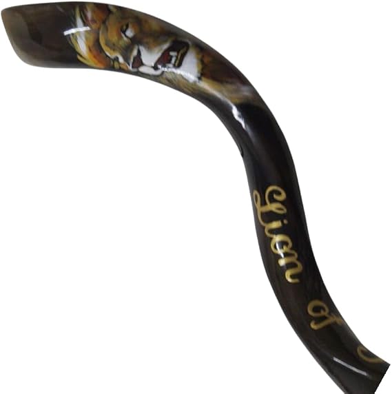 Extra Large Hand-Painted Yemenite Kudu Shofar - 39"-42" Roaring Lion of Judah Design + Shofar Bag