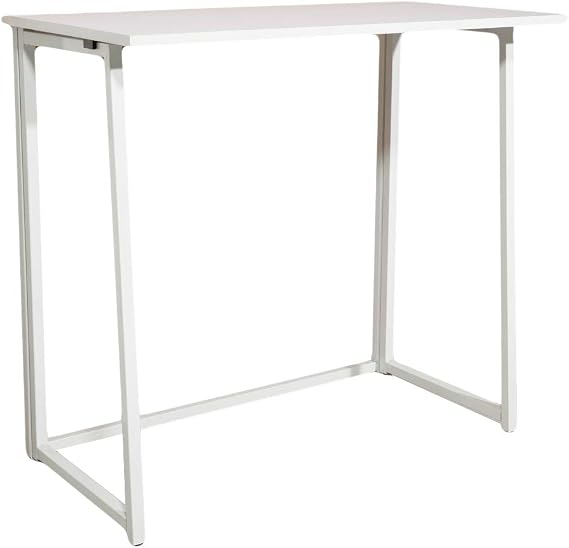 Folding Computer Desk for Small Spaces, Need Assembly Space-Saving Home Office Desk, Foldable Computer Table, Laptop Table, Writing Desk, Compact Study Reading Table (White)