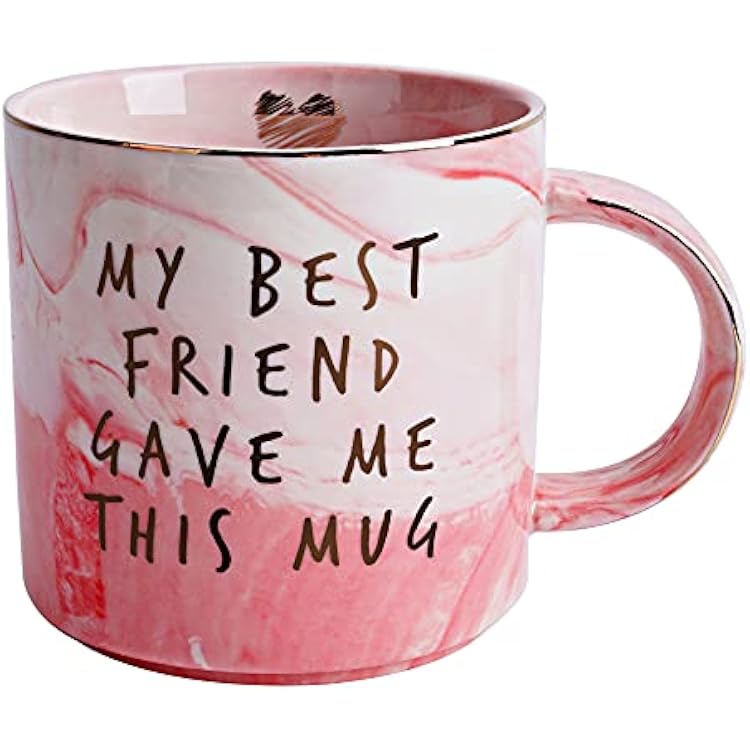 Best Friend Birthday Mug - My Best Friend Gave Me This - Funny Friendship Gift for Women, BFF, Besties, Sister, Her - Pink Marble Coffee Cup, 11.5oz