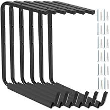 6 Pack Wall Mounted Overhead Garage Storage Hooks, 13.8 Inch Utility Ceiling Storage Rack, Heavy Duty Hangers & Organizer for Ladder, Wood, Tools, Garden Hose and Bike