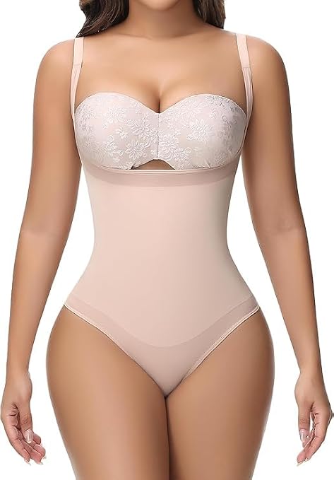SHAPSHE Open-Bust Thong Shapewear Bodysuit for Women, Tummy Control