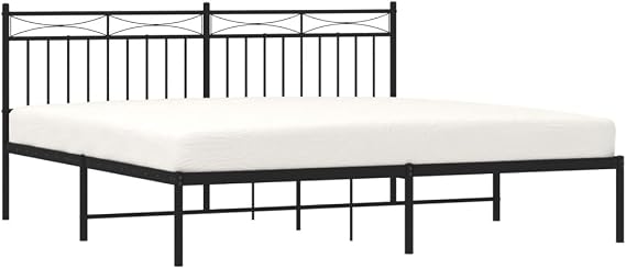 vidaXL Metal Bed Frame without Mattress with Headboard Black 180x200cm