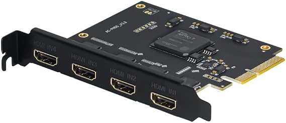 Quad HDMI PCIe Video Capture Card - Work in 4 Channels Simultaneously, Support Linux/Win11, Built-in Capture Card