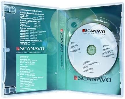 50 x Scanavo Clear Single Disc Case for DVD/CD/Blu-ray - 22mm Spine with Booklet Clips and Outer Sleeve for Artwork