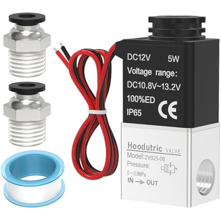 Solenoid Valve, Hoodutric 14 Inch NPT DC12V 2 Way Normally Closed Electric Solenoid Air Valve with Outlet Wire-2V025-08