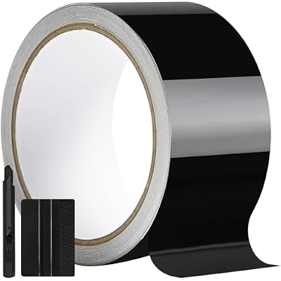 2IN X 30FT Gloss Black Vinyl Wrap for Chrome Delete Window Trim Car Door Sill Protector with Air Release Channel Including Vinyl Wrap Tool Kit