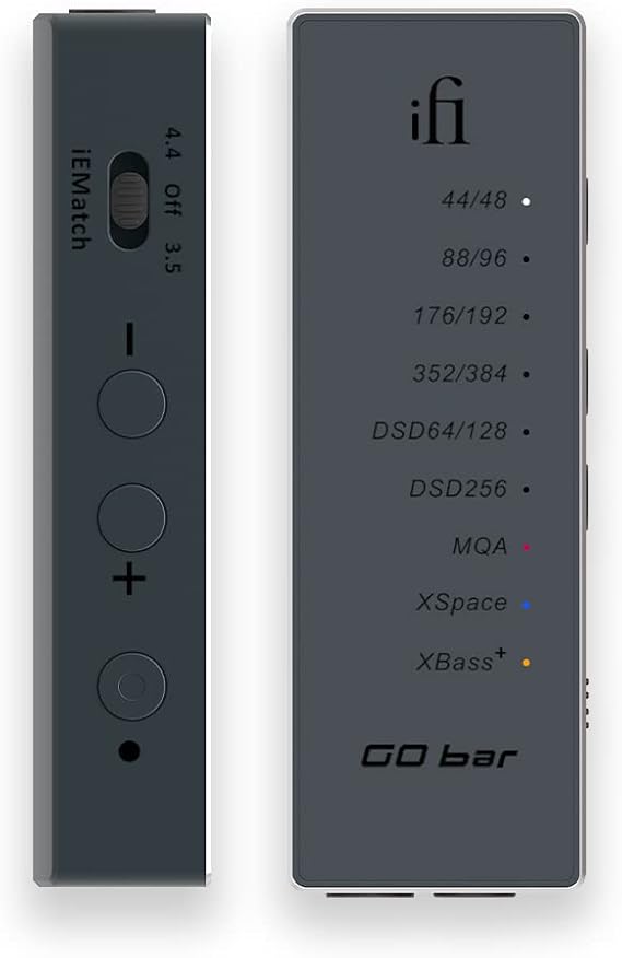 iFi GO bar - Portable DAC/Headphone Amp Featuring - Hi-Res PCM 384kHz/DSD256 - Analogue XBass+ and XSpace Processing