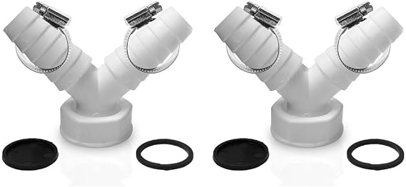 Y Adapter for Washing Machine and Dishwasher, 1 Inch Drain Hose Splitter Connector, DN25 Waste Pipe Double Outlet Fitting, Tumble Dryer Sink Drain Joiner PVC,