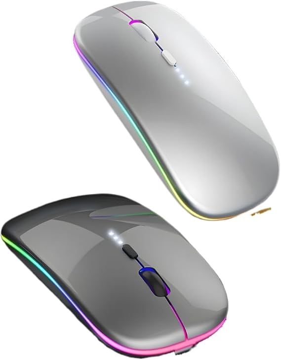 Rechargeable Wireless Mouse, Silent Bluetooth Mouse Silver