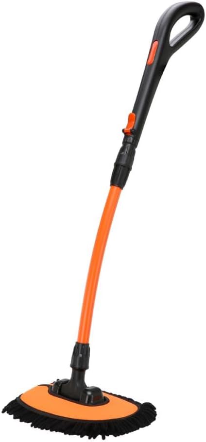 Coofbe Ayarlanabilir Teleskopik Mikrofiber Araç Yıkama Fırçası+Yedek Bez Kuru Islak Oto Yıkama Fırçası