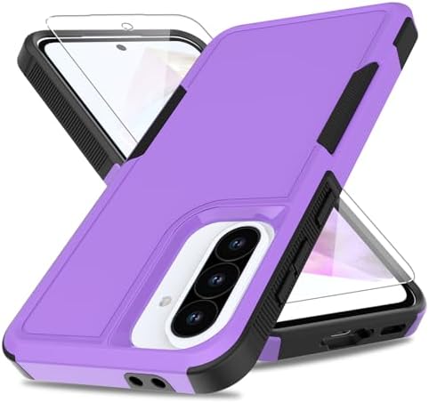 for Galaxy A36 5G Phone Case,[Military Grade Drop Tested] with Screen Protector,Dual Layer Protective Heavy Duty Cell Phone Cover Non-Slip Shockproof Rugged Case for Samsung Galaxy A36 5G (Purple)
