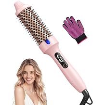 Thermal Brush for Blowout 1.5 Inch Heated Round Brush with Negative Ions, Dual Voltage, Dual PTC, 6 Heat Settings, Salon Smooth Hair, Less Frizz, Travel-Friendly, Pink