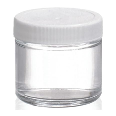 Wheaton W216904 Clear Glass 4oz Straight Sided Jar, with 58-400 White Polypropylene Poly-Vinyl Lined Screw Cap (Case of 24)