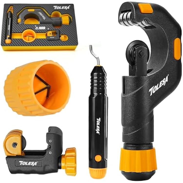 TOLESA Pipe Cutter Tool 18-2, Heavy Duty Mini Copper Pipe Cutters With Deburring Tools Pipe Reamer, Speed Cutting Tubing Cutter For Copper, Aluminum, PVC, Thin Stainless Steel Pipe