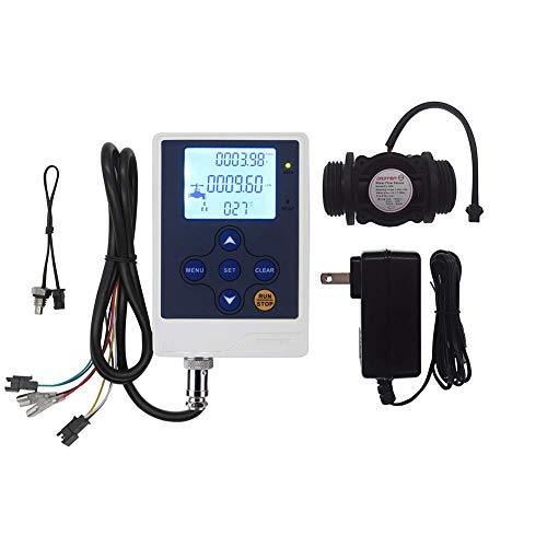 DIGITEN LCD Display Water Flow Control Meter Liquid Quantitative Controller + G1" Water Flow Hall Effect Sensor Flow Meter Flowmeter Counter 1-60L/min + DC 12V Power Adapter