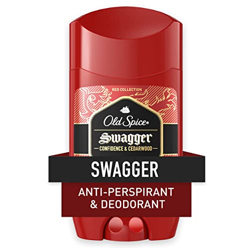 Old Spice Antiperspirant Deodorant for Men, 247 Odor Protection, 247 Lasting Freshness, Red Collection, Swagger with Cedarwood Scent, 2.6 oz