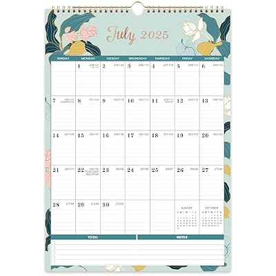 2026 Wall Calendar - 2026 Calendar Wall, January 2026 - December 2026, 17 x 12, 12 Months with Julian Dates - Engraved Floral