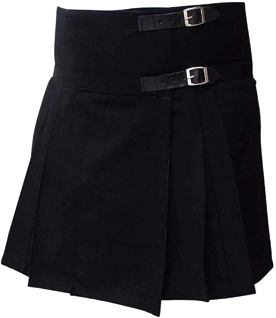 AAR Women's Scottish Kilts Skirt 16 Length Ladies Billie Black Watch, Royal Stewart, Irish Heritage Tartans, Plainblack, 14