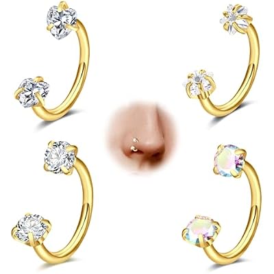 D.Bella Septum rings 18G Horseshoe Nose Ring Hoop for Women Lip Hoops Half Hoop Earring Rook Daith Tragus Helix Piercing Jewelry Septum Rings