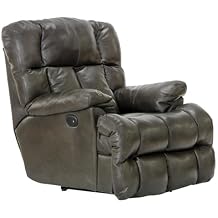 Catnapper Boyd Power Lay Flat Chaise Recliner in Gray Top Grain Italian Leather