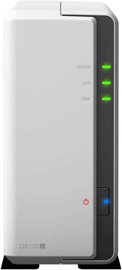 Synology DiskStation DS120j NAS Server, Marvell Armada 3700 88F3720, 512MB DDR3L Memory, 2TB SATA, Synology DSM Software