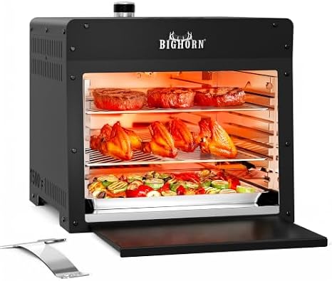 BIG HORN 1500F Infrared Steak Grill - Portable Propane Gas Grill & Salamander Broiler for Steakhouse-Quality Searing, 16-Inch, Black