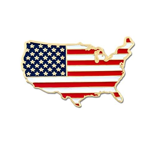 PinMart United States of America Shape Country American Flag Enamel Lapel Pin