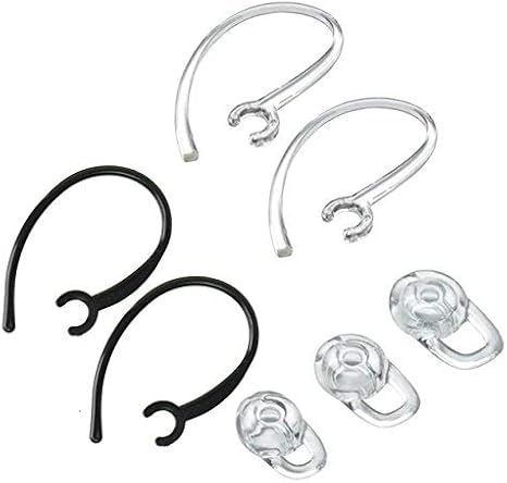Earbuds Earhooks Bluetooth Replacement Set for Plantronics Voyager Edge Wireless Bluetooth Replacement Earbuds Ear-Tips and Earhook 1 SMALL 1 MEDIUM 1 LARGE, 2 Clear Earhooks & 2 Black Earhook (CLEAR)