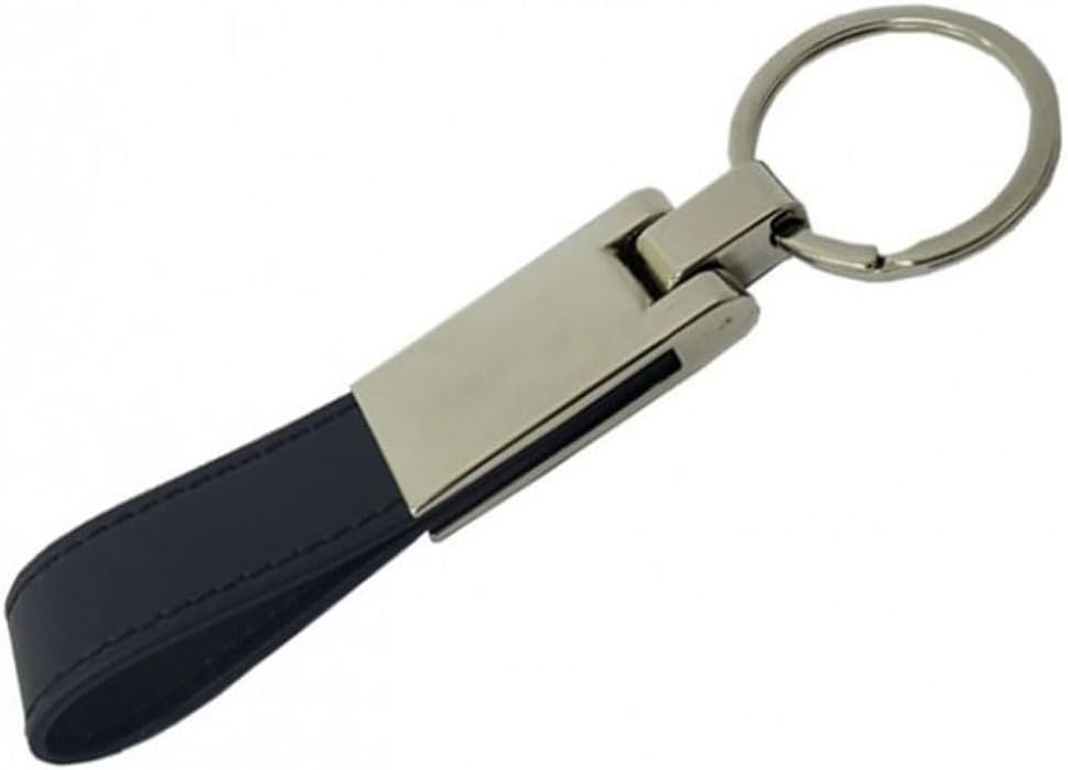 Black Leather Metal Keychain