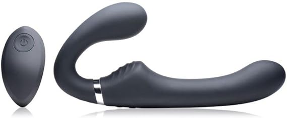 10X Vibrating Silicone Strapless Strap-on - Black