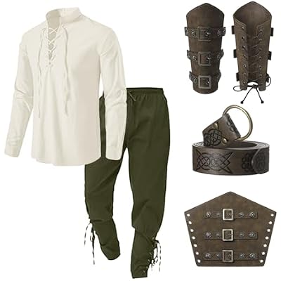 Mens Clothing Medieval Clothing Mens Clothing Classic Lace Up Shirt Shirt Pants Accessories Set Suit with