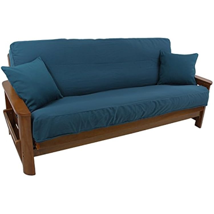Blazing Needles Solid Twill 8 to 9 Futon Cover Set with 2 Throw Pillows Set of 3, Full, Berry Berry