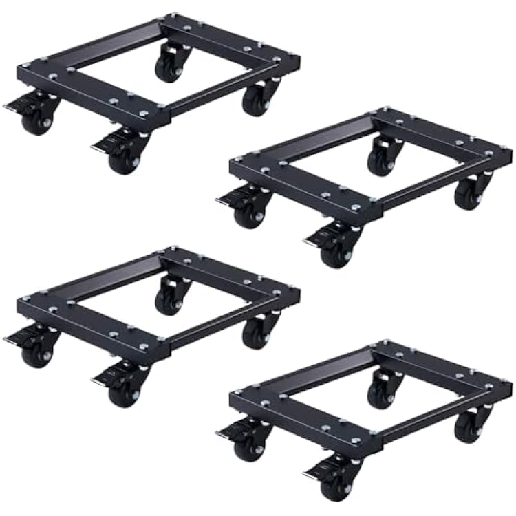 Heavy Car Dolly Set of 4, Heavy Duty Wheel with Brake, Total Weight 6000 LBS, Double ramp Design for Moving Cars, Trucks, Trailers, Motorcycles, and Boats