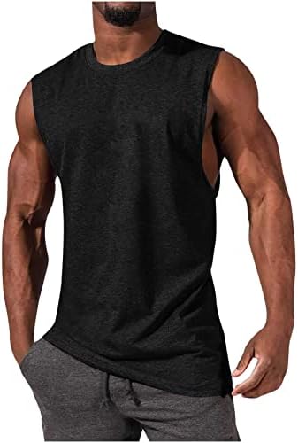 Mens T-Shirts Classic Muscle Fit Sleeveless Solid Tank Tops Summer Crew Neck Fitness Workout Sports Vest Shirts