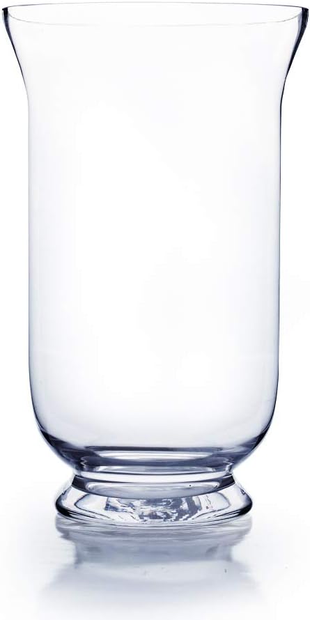 WGV Unique Bouquet Vase, 7" W, 12" H, Clear Short Hurricane Glass Candle Holder, Floral Planter Terrarium, Home Wedding Event Decor, 1 Piece (VHV0812)