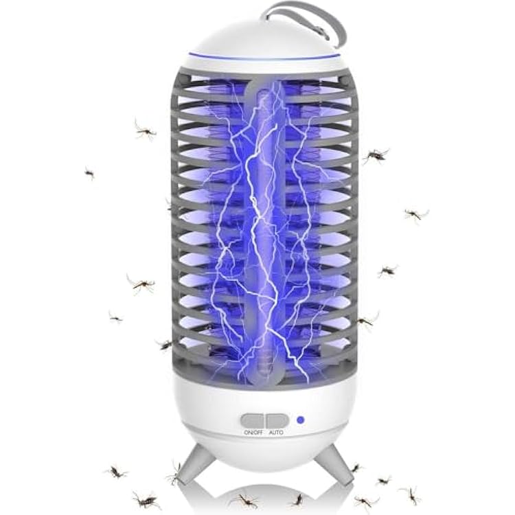 Mosquito Zapper Led Light 2 in 1 for Outdoor and Indoor, Wireless Electric Bug Zappers Battery Powered Rechargeable, Insect Fly Traps Fly Zapper for Home Backyard Camping Patio, Black
