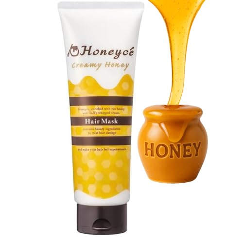 Honey-che Japanese Deep Conditioning Hair Mask 200g - Enriched with Natural Honey for Dry, Frizzy, Curly Hair - Hydrating Whipped Cream Texture Adds Shine & Softness - Creamy Moisturizing Mascarilla